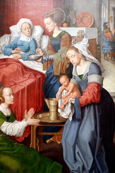 Evora Museum, Master of the Evora Altarpiece, The Birth of the Virgin, Flemish School 1500, Portugal by Master of the Evora Altarpiece