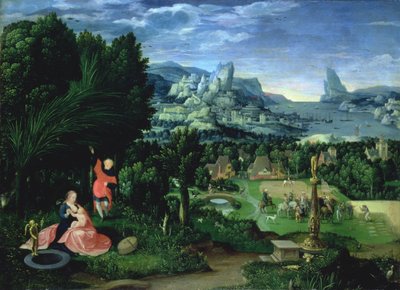 The Rest on the Flight into Egypt, landscape painted by Joachim Patinir by Master of the Female Half Lengths