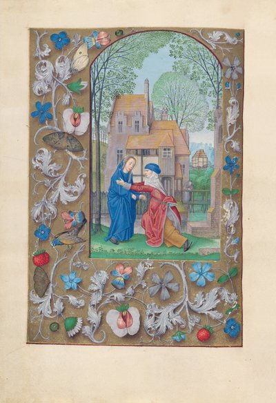 Hours of Queen Isabella the Catholic, Queen of Spain: Fol. 115v, Visitation by Master of the First Prayerbook of Maximillian