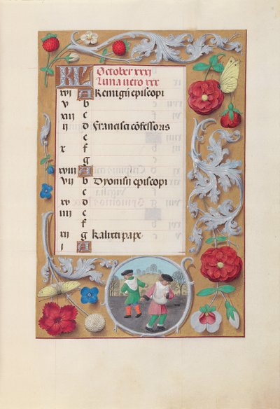 Hours of Queen Isabella the Catholic, Queen of Spain: Fol. 11r, October by Master of the First Prayerbook of Maximillian