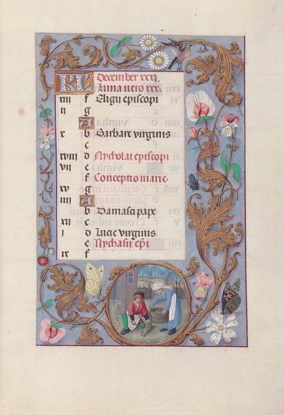 Hours of Queen Isabella the Catholic, Queen of Spain: December (Fol. 13r) by Master of the First Prayerbook of Maximillian