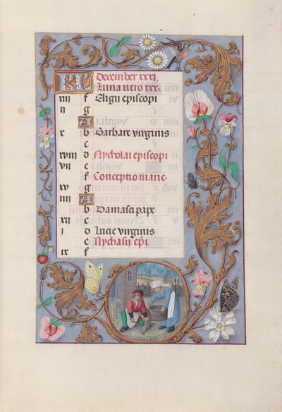 Hours of Queen Isabella the Catholic, Queen of Spain: Fol. 13r, December by Master of the First Prayerbook of Maximillian