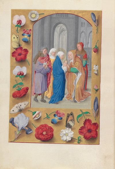 Hours of Queen Isabella the Catholic, Queen of Spain: Fol. 141v, Presentation in the Temple by Master of the First Prayerbook of Maximillian