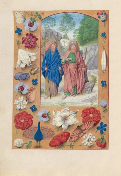 Hours of Queen Isabella the Catholic, Queen of Spain: Fol. 175v, Saints Philip & James by Master of the First Prayerbook of Maximillian