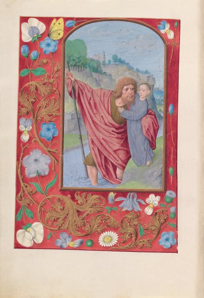 Hours of Queen Isabella the Catholic, Queen of Spain: Fol. 179v, St. Christopher, 1500 by Master of the First Prayerbook of Maximillian