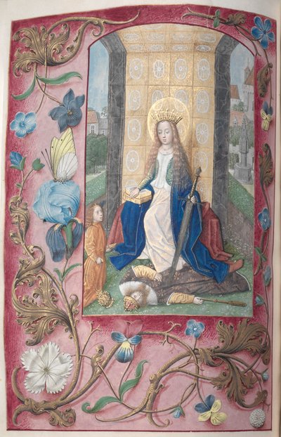 Hours of Queen Isabella the Catholic, Queen of Spain: Fol. 189v, St. Catherine by Master of the First Prayerbook of Maximillian