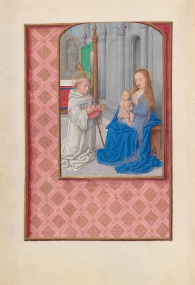 Hours of Queen Isabella the Catholic, Queen of Spain: Fol. 267v, Vision of St. Bernard, c. 1500 by Master of the First Prayerbook of Maximillian