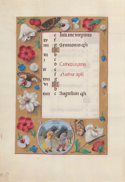 Hours of Queen Isabella the Catholic, Queen of Spain: Fol. 3v, February by Master of the First Prayerbook of Maximillian