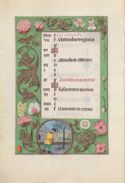Hours of Queen Isabella the Catholic, Queen of Spain: Fol. 4v, March by Master of the First Prayerbook of Maximillian