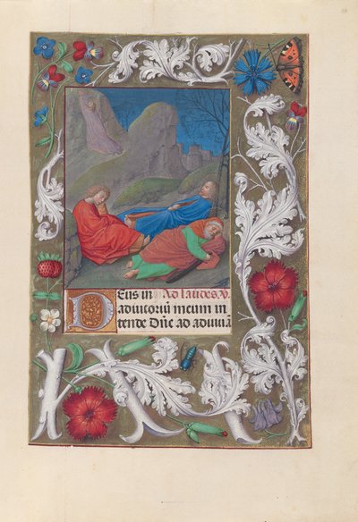 Hours of Queen Isabella the Catholic, Queen of Spain: Fol. 57r, Agony in the Garden by Master of the First Prayerbook of Maximillian