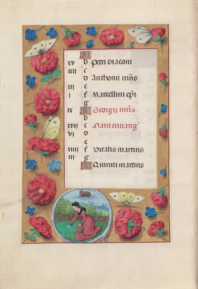 Hours of Queen Isabella the Catholic, Queen of Spain: April (Fol. 5v) by Master of the First Prayerbook of Maximillian