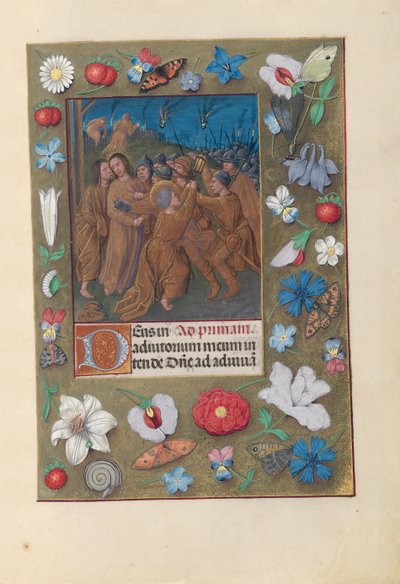Hours of Queen Isabella the Catholic, Queen of Spain: Fol. 61r, Kiss of Judas, c. 1500 by Master of the First Prayerbook of Maximillian