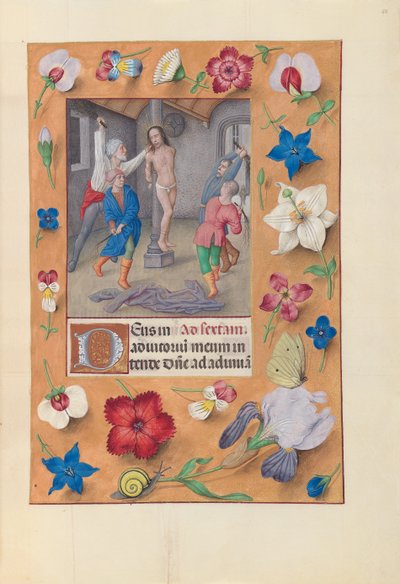 Hours of Queen Isabella the Catholic, Queen of Spain: Fol. 66r, Flagellation by Master of the First Prayerbook of Maximillian