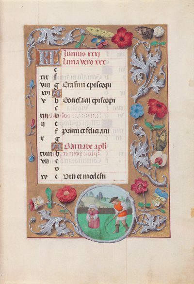 Hours of Queen Isabella the Catholic, Queen of Spain: Fol. 7r, June, c. 1500 by Master of the First Prayerbook of Maximillian