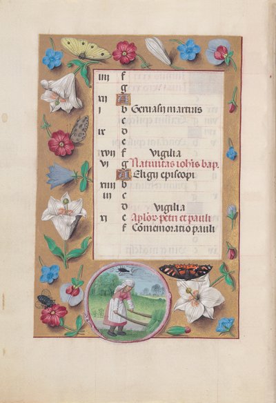 Hours of Queen Isabella the Catholic, Queen of Spain: Fol. 7v, June, c. 1500 by Master of the First Prayerbook of Maximillian