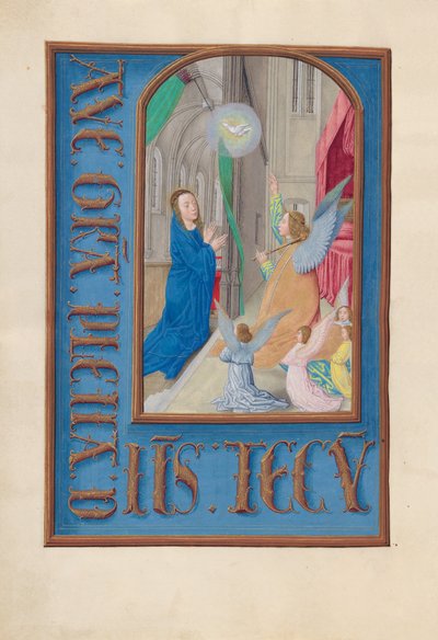 Hours of Queen Isabella the Catholic, Queen of Spain: Fol. 97v, Annunciation by Master of the First Prayerbook of Maximillian