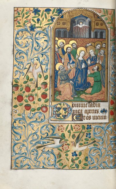 Book of Hours (Use of Rouen): fol. 99v, Pentecost by Master of the Geneva Latini