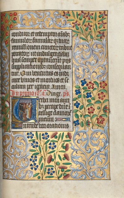 Book of Hours Use of Rouen: fol. 110r, Mass for the Dead in Initial, c. 1470 by Master of the Geneva Latini
