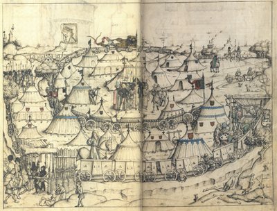 The Wagon Fort from the Medieval Housebook of Wolfegg Castle by Master of the Housebook of Wolfegg