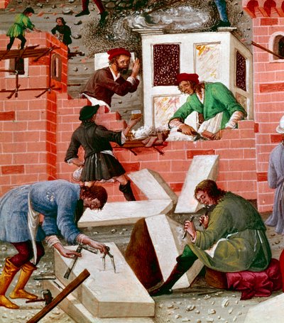 Construction of the City of Rome (detail) by Master of the Innocent III missal