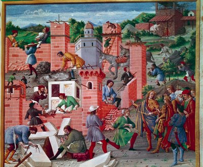 The construction of the city of Rome by Master of the Innocent III missal