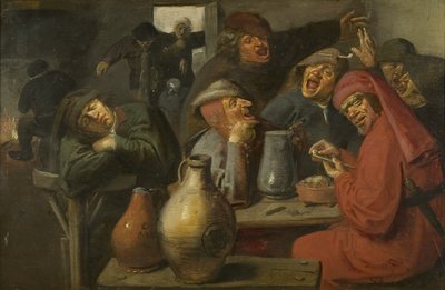 Interior of a Tavern, Peasants Carousing by Master of the Large Jar