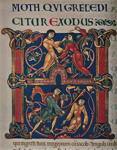 Initial from the Winchester Bible by Master of the Leaping Figures