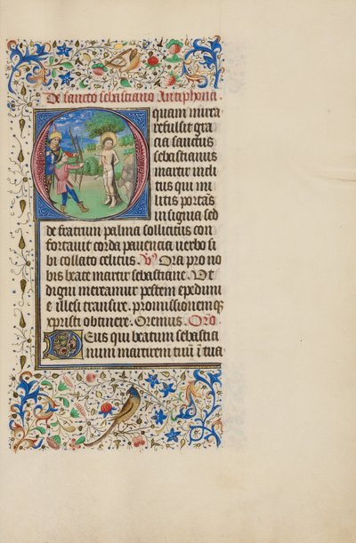 Initial O: The Martyrdom of Saint Sebastian by Master of the Llangattock Hours