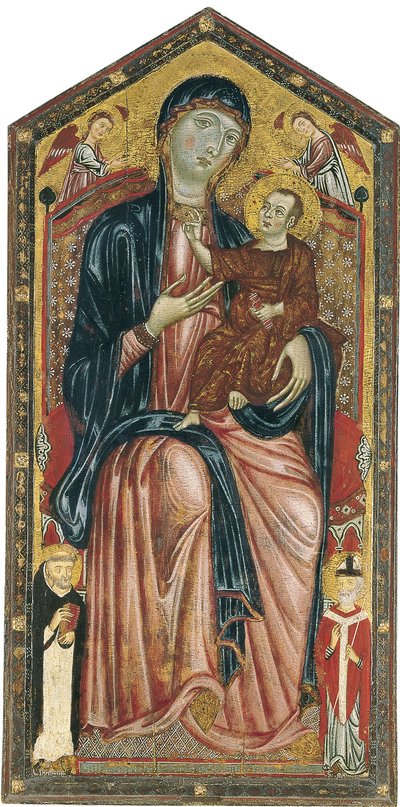 The Virgin and Child Enthroned with Saints Dominic, Martin and Two Angels by Master of the Magdalen