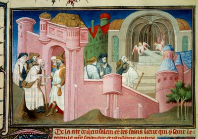 Pelerins Visit the Church of the Holy Sepulchre and the Tomb of Christ in Jerusalem by Master of the Mazarine
