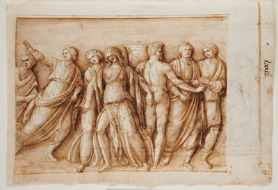 The Return of Meleager from a Roman sarcophagus, Rome, Palazzo Barberini, c.1512-17 by Master of the Oxford Album