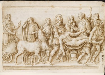 Verso: The Return of Meleager, from a Roman Sarcophagus, Rome, Palazzo Barberini, c.1512-17 by Master of the Oxford Album