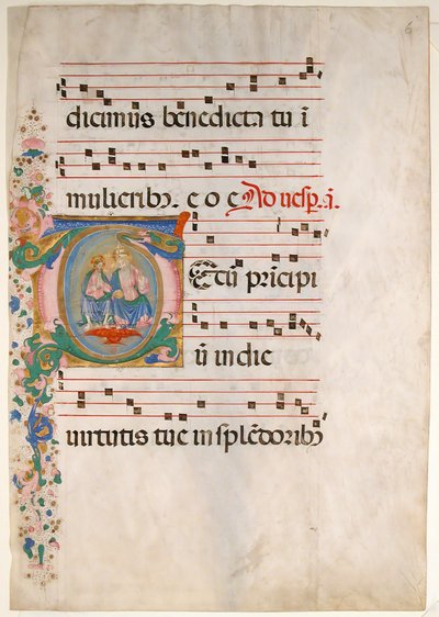Manuscript Leaf with the Trinity in an Initial T, from an Antiphonary by Master of the Riccardiana Lactantius