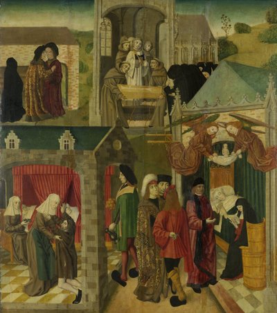 Saint Elizabeth of Hungary Tending the Sick in Marburg, Death of St Elizabeth, inner right wing of an altarpiece made for the Grote Kerk in Dordrecht by Master of the St Elizabeth Panels