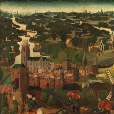 The Saint Elizabeth’s Day Flood (outside left wing of an altarpiece with the Saint Elizabeth’s Flood, 18-19 November 1421, with the city of Dordrecht in the background) by Master of the St Elizabeth Panels
