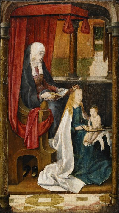 Madonna Teaching the Infant Christ Reading, 1480 by Master of the View of St. Gudule