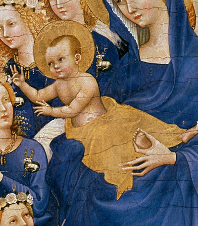 Virgin and Child, c.1395-99 (detail) by Master of the Wilton Diptych