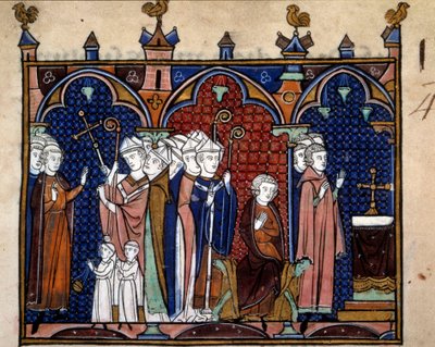 Order of the Consecration and Coronation of the Kings of France: Arrival of the King in the Cathedral by Master of the life of St Denis and Master of Guignes