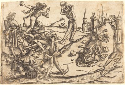 The Stoning of Saint Stephen by Master with the Banderoles after Israhel van Meckenem