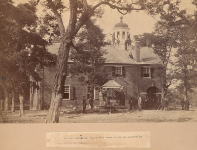 Fairfax Court House, Virginia, with Union Soldiers in Front and on the Roof, 1863 by Mathew Brady