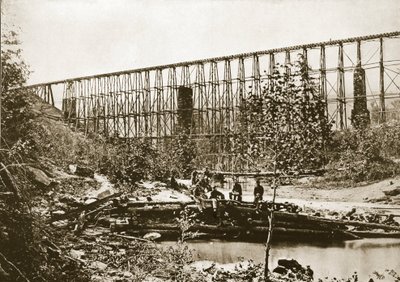 Falling Water Bridge, Nashville and Chattanooga Railroad, 1861-65 by Mathew B. Brady