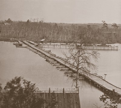 Federal pontoon bridge over the Appomattox by Mathew Brady