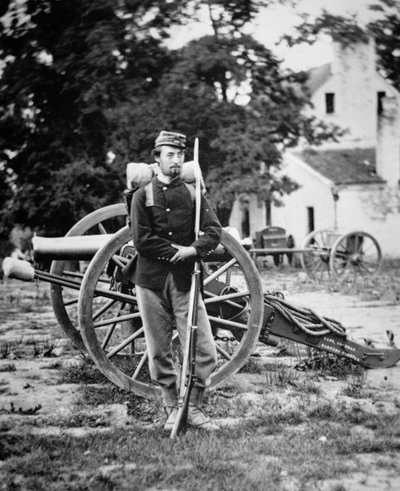 Private D.W.C. Arnold, Union Army, photographed near Harper