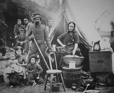 Union soldier of 31st Pennsylvania Regiment with family in Camp Slocum, near Washington D.C. by Mathew Brady