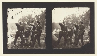 Untitled [American Soldiers Posing with Weapons], 1850-1900 by Mathew Brady