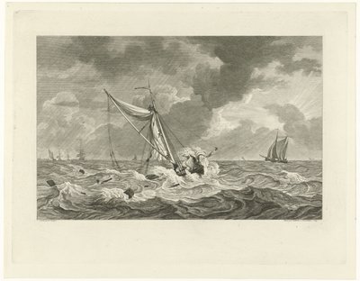 Stranding of the Kaag of Skipper Klaas Ringels near Texel, 1778 by Mathias de Sallieth