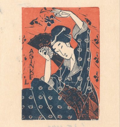 Advertisement Card of A. Sinkel with Japanese Woman by Mathieu Lauweriks