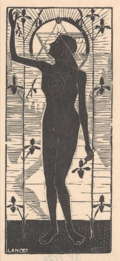 Standing Nude Woman by Plant Stems by Mathieu Lauweriks