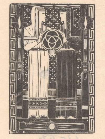 Two Figures with a Circle with Rings by Mathieu Lauweriks