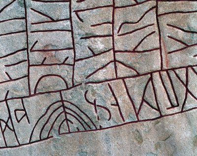 Detail of the Runic Stone at Rök, Östergötland, Sweden by Mats Alm